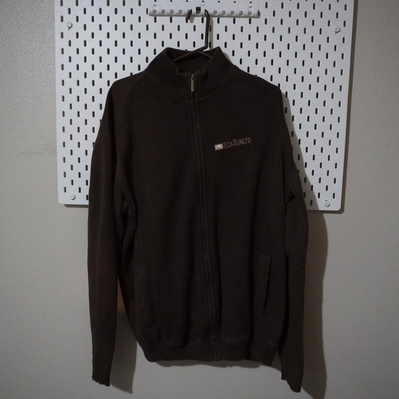Ecko Unltd Brown Full Zip Knit‎ Cardigan Sweater Menswear Style Large - Picture 2 of 8